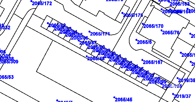 Parcela st. 2065/90 v KÚ Boskovice, Katastrální mapa