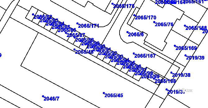 Parcela st. 2065/93 v KÚ Boskovice, Katastrální mapa