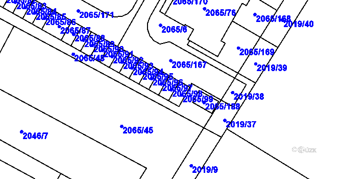 Parcela st. 2065/98 v KÚ Boskovice, Katastrální mapa