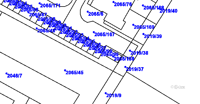 Parcela st. 2065/99 v KÚ Boskovice, Katastrální mapa
