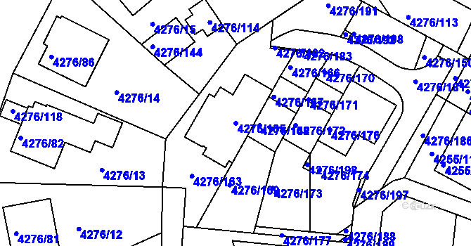 Parcela st. 4276/165 v KÚ Boskovice, Katastrální mapa