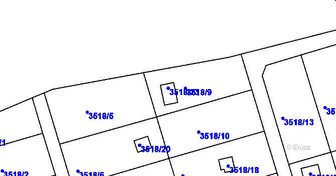 Parcela st. 3518/23 v KÚ Boskovice, Katastrální mapa