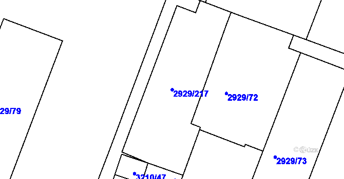 Parcela st. 2929/217 v KÚ Boskovice, Katastrální mapa