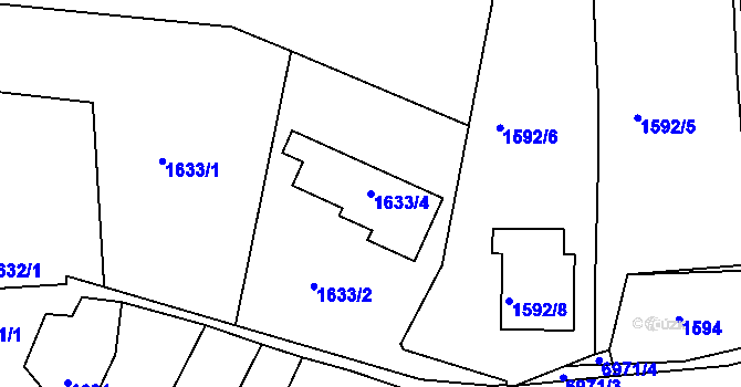 Parcela st. 1633/4 v KÚ Boskovice, Katastrální mapa