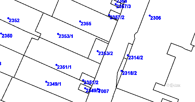 Parcela st. 2353/2 v KÚ Boskovice, Katastrální mapa