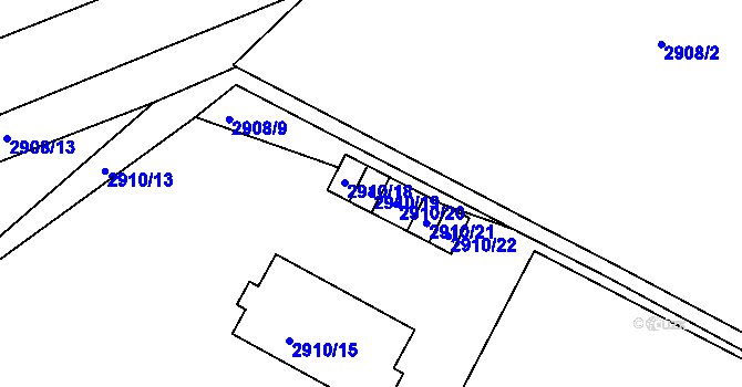 Parcela st. 2910/19 v KÚ Boskovice, Katastrální mapa