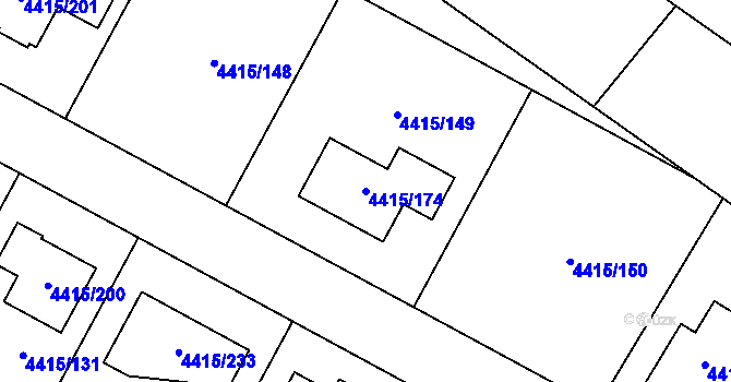 Parcela st. 4415/174 v KÚ Boskovice, Katastrální mapa