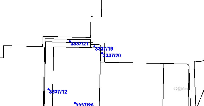 Parcela st. 3337/20 v KÚ Boskovice, Katastrální mapa