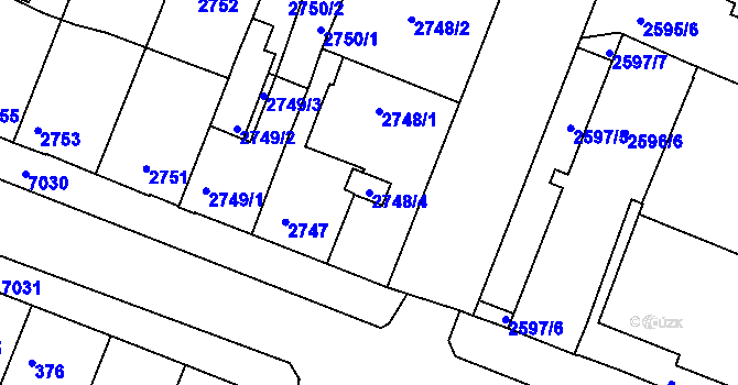 Parcela st. 2748/4 v KÚ Boskovice, Katastrální mapa
