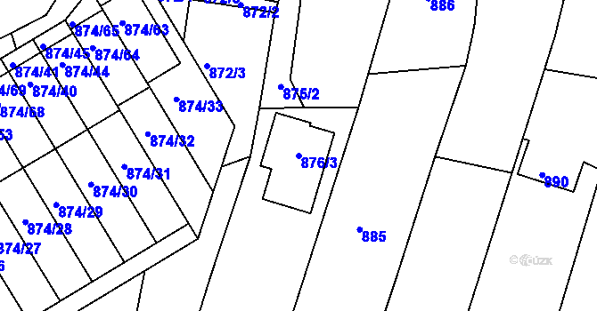 Parcela st. 876/3 v KÚ Boskovice, Katastrální mapa