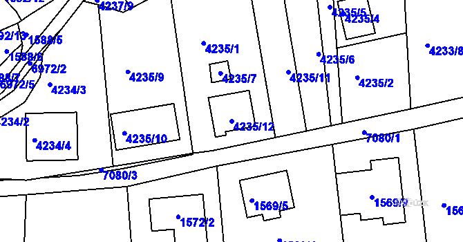 Parcela st. 4235/12 v KÚ Boskovice, Katastrální mapa