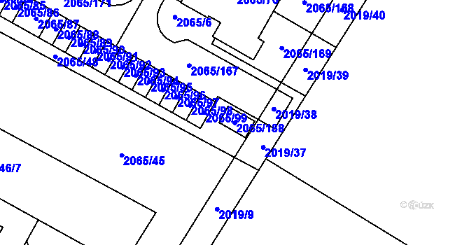 Parcela st. 2065/188 v KÚ Boskovice, Katastrální mapa
