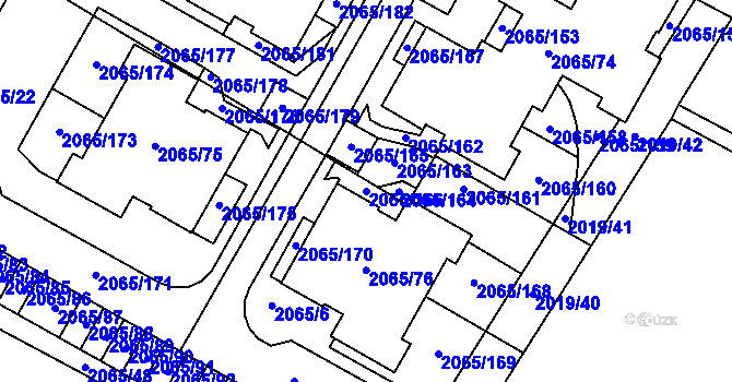 Parcela st. 2065/166 v KÚ Boskovice, Katastrální mapa