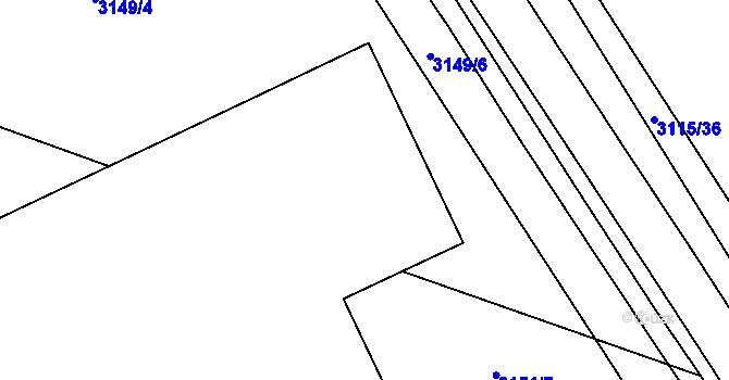 Parcela st. 3149/40 v KÚ Boskovice, Katastrální mapa