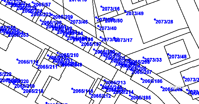 Parcela st. 2065/200 v KÚ Boskovice, Katastrální mapa