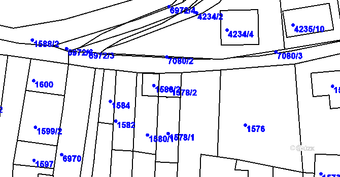 Parcela st. 1578/2 v KÚ Boskovice, Katastrální mapa