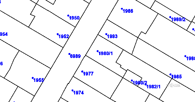 Parcela st. 1980/1 v KÚ Boskovice, Katastrální mapa