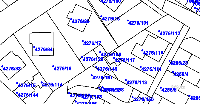 Parcela st. 4276/190 v KÚ Boskovice, Katastrální mapa