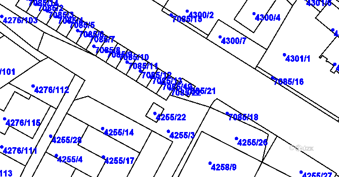 Parcela st. 7085/22 v KÚ Boskovice, Katastrální mapa
