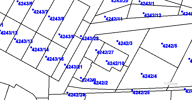 Parcela st. 4242/27 v KÚ Boskovice, Katastrální mapa