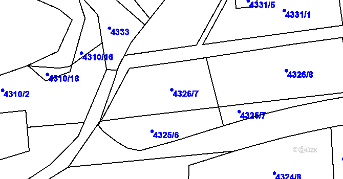 Parcela st. 4326/7 v KÚ Boskovice, Katastrální mapa