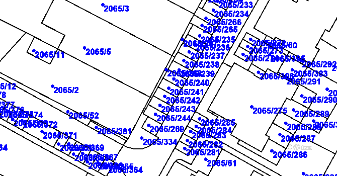 Parcela st. 2065/241 v KÚ Boskovice, Katastrální mapa