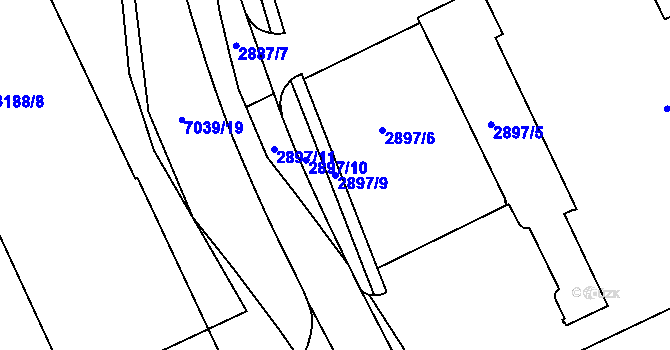 Parcela st. 2897/9 v KÚ Boskovice, Katastrální mapa
