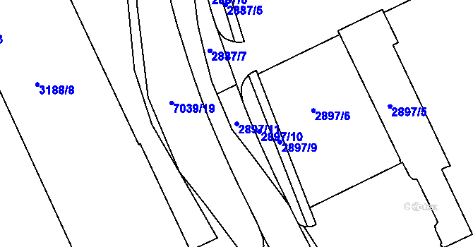 Parcela st. 2897/11 v KÚ Boskovice, Katastrální mapa