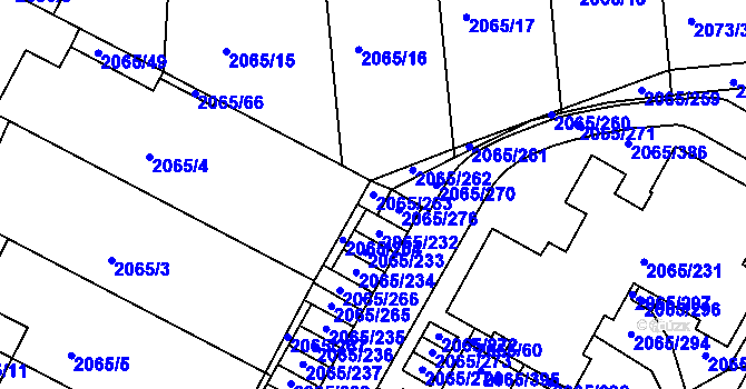 Parcela st. 2065/263 v KÚ Boskovice, Katastrální mapa