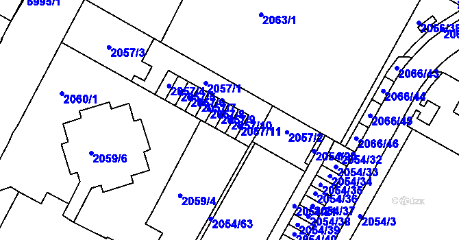 Parcela st. 2057/10 v KÚ Boskovice, Katastrální mapa