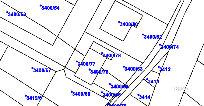 Parcela st. 3400/78 v KÚ Boskovice, Katastrální mapa