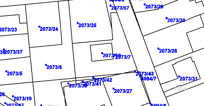 Parcela st. 2073/59 v KÚ Boskovice, Katastrální mapa
