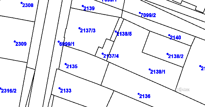 Parcela st. 2137/4 v KÚ Boskovice, Katastrální mapa
