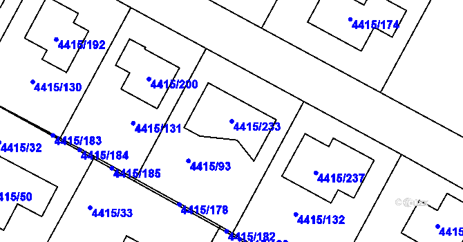 Parcela st. 4415/233 v KÚ Boskovice, Katastrální mapa