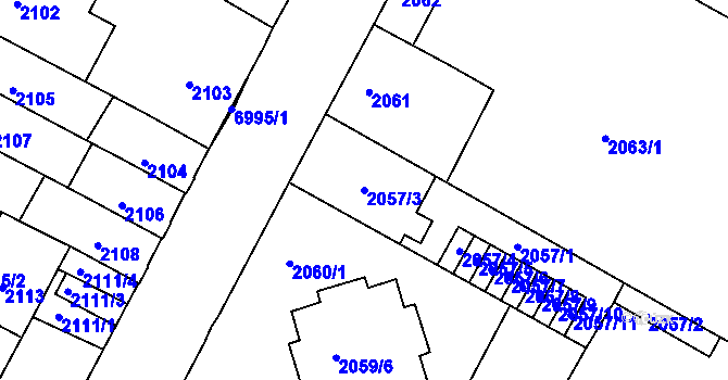 Parcela st. 2057/3 v KÚ Boskovice, Katastrální mapa
