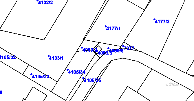 Parcela st. 4069/9 v KÚ Boskovice, Katastrální mapa