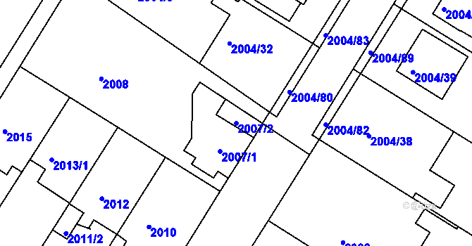 Parcela st. 2007/2 v KÚ Boskovice, Katastrální mapa