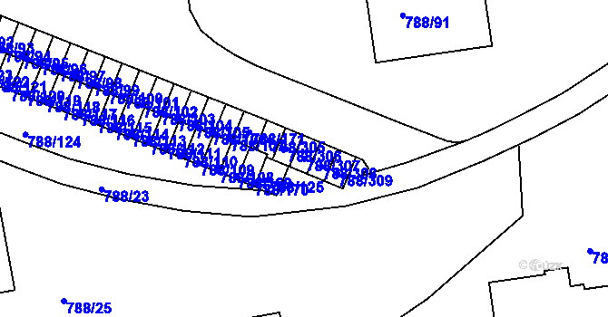 Parcela st. 788/307 v KÚ Boskovice, Katastrální mapa