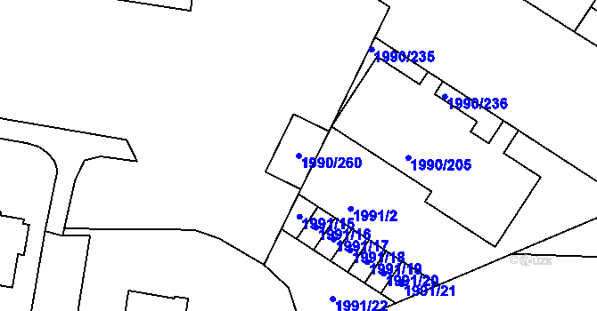 Parcela st. 1990/260 v KÚ Boskovice, Katastrální mapa