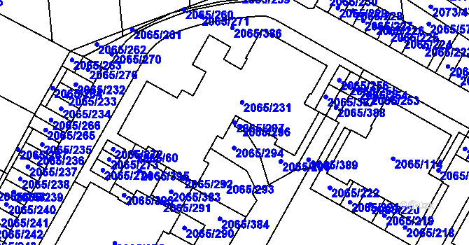 Parcela st. 2065/297 v KÚ Boskovice, Katastrální mapa