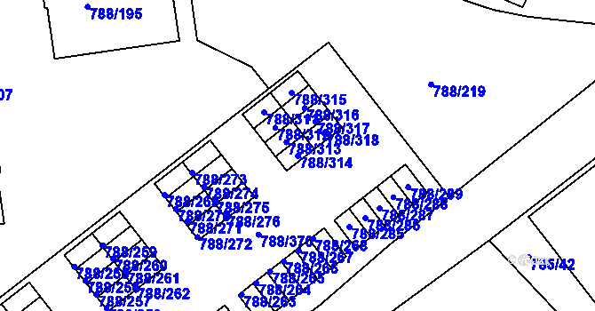 Parcela st. 788/314 v KÚ Boskovice, Katastrální mapa