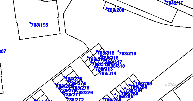 Parcela st. 788/315 v KÚ Boskovice, Katastrální mapa