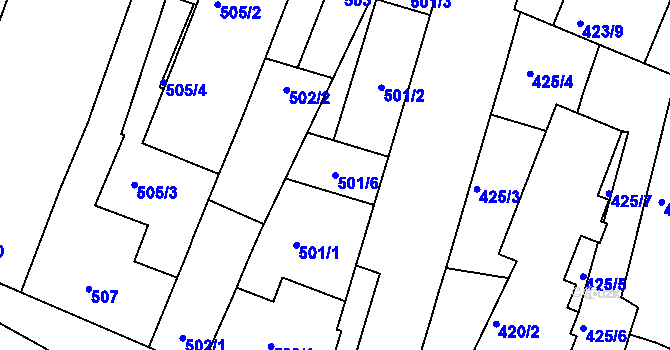 Parcela st. 501/6 v KÚ Boskovice, Katastrální mapa