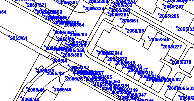 Parcela st. 2065/313 v KÚ Boskovice, Katastrální mapa