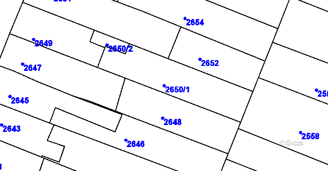 Parcela st. 2650/1 v KÚ Boskovice, Katastrální mapa