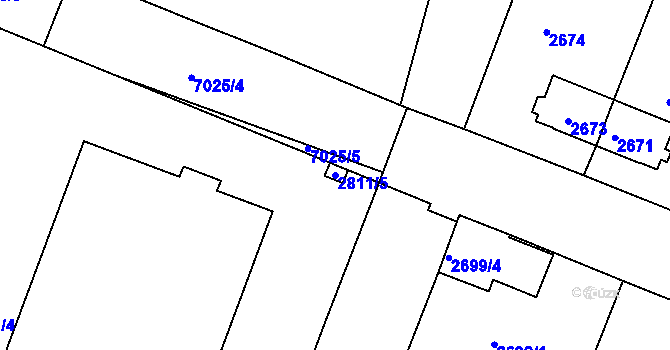 Parcela st. 2811/5 v KÚ Boskovice, Katastrální mapa