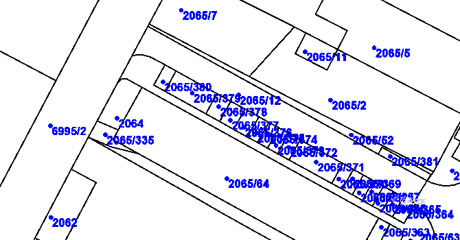 Parcela st. 2065/377 v KÚ Boskovice, Katastrální mapa