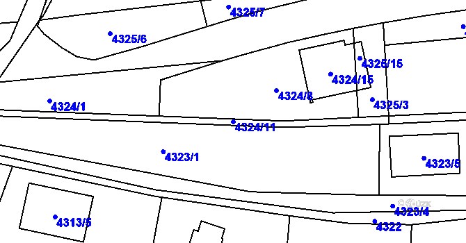 Parcela st. 4324/11 v KÚ Boskovice, Katastrální mapa