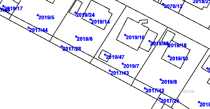 Parcela st. 2019/47 v KÚ Boskovice, Katastrální mapa