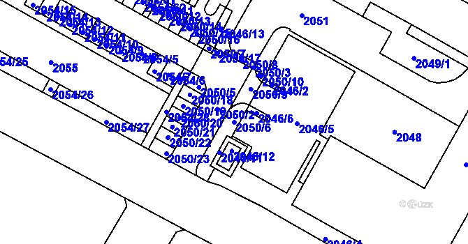 Parcela st. 2050/6 v KÚ Boskovice, Katastrální mapa